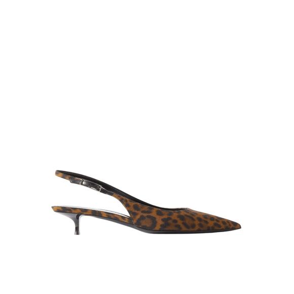 Saint Laurent NIB Cherish Slingback Pumps in Leopard Print Grosgrain Size 40 - Picture 1 of 12